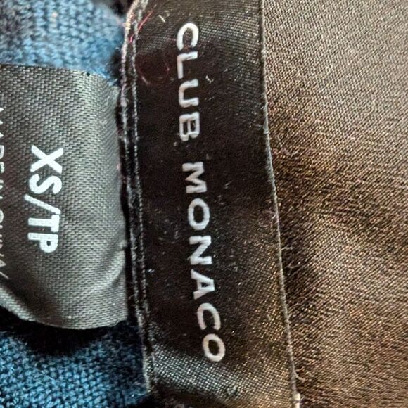 Club Monaco teal 💯 merino embellished collar sz xs - Picture 5 of 9